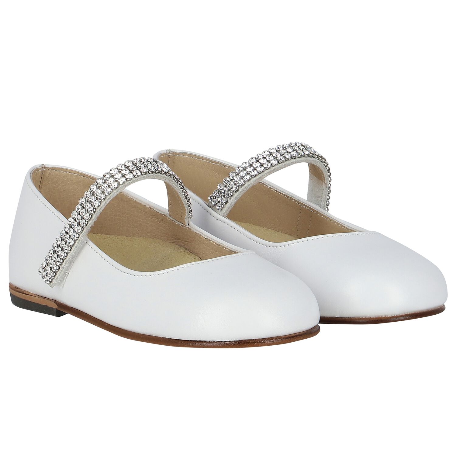 Girls White Swarovski Crystal Shoes, 5, hi-res image number null