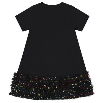 Girls Black Bag Sequin Dress