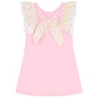 Girls Pink Bow Dress, 1, hi-res