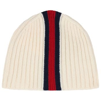 Ivory Web Striped Knitted Baby Hat