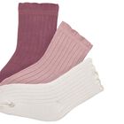 Younger Girls Pink & White Socks (3 Pack), 1, hi-res