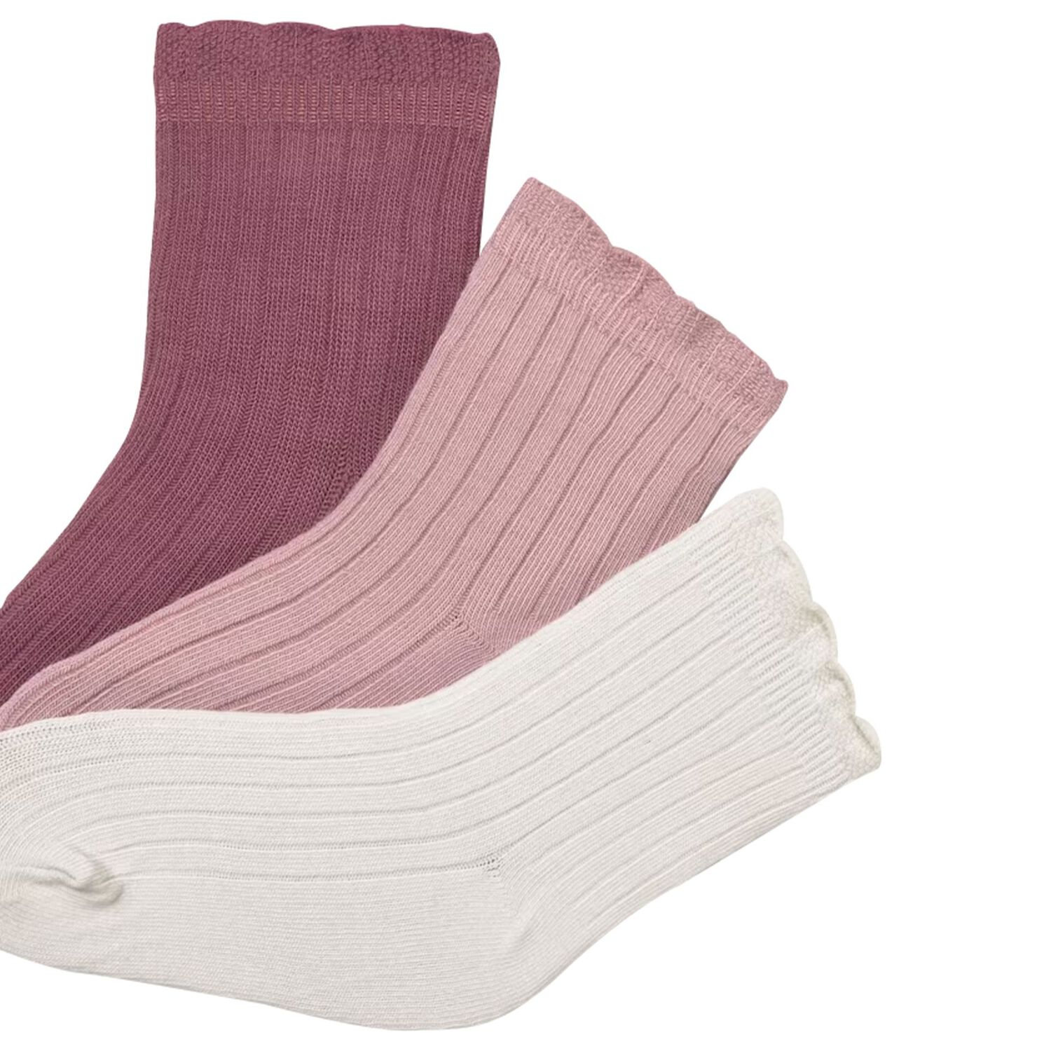Younger Girls Pink & White Socks (3 Pack), 1, hi-res