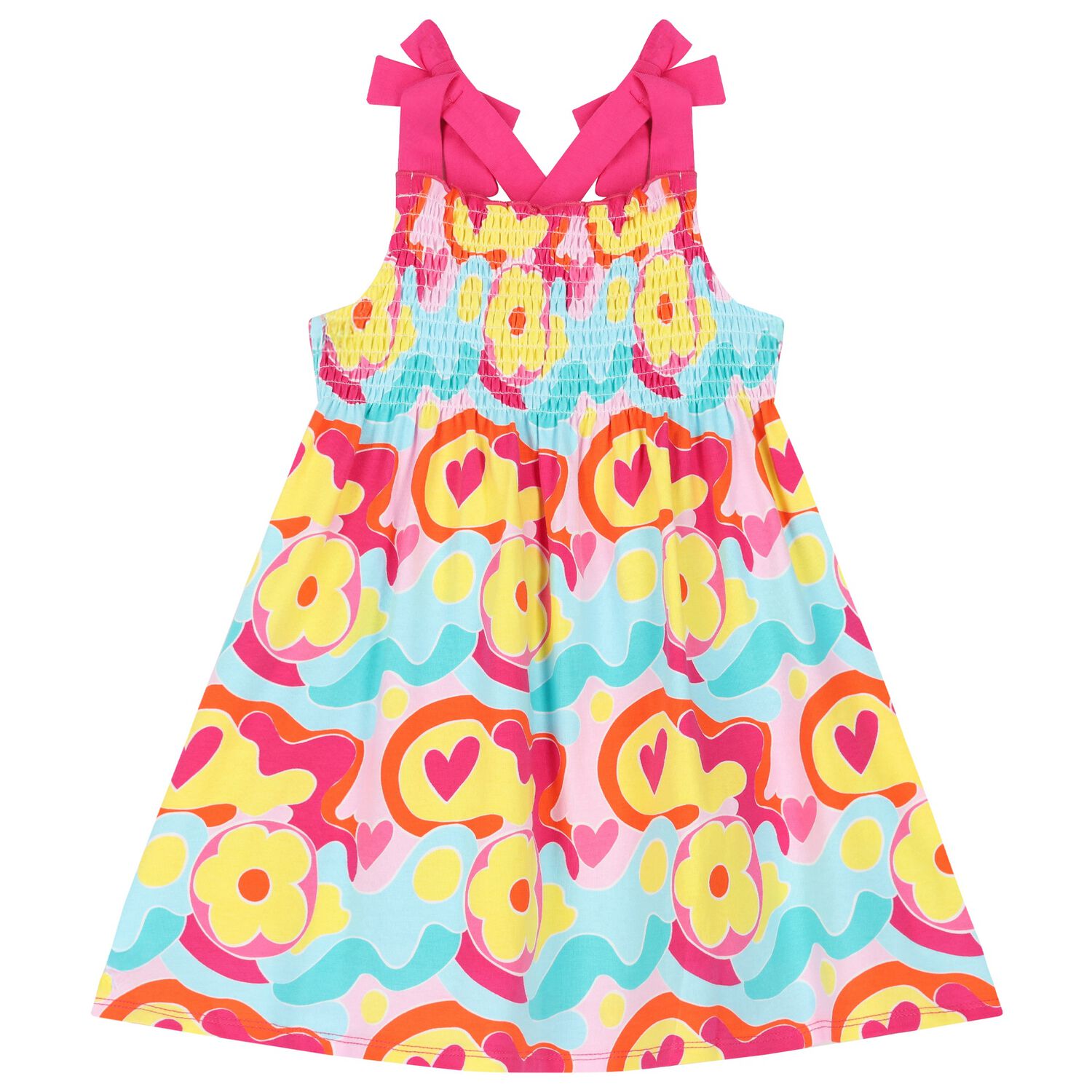 Girls Pink & Yellow Floral Dress, 1, hi-res image number null