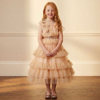  Girls Pink Sequin Tiered Dress