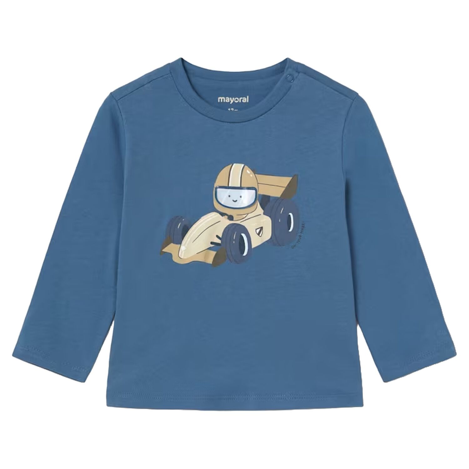 Younger Boys Blue Racing Car Long Sleeve Top, 1, hi-res