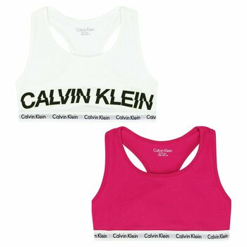 Girls Pink & White Bra Tops (2 Pack)