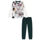 Boys White & Green Teddy Bear Logo Joggers Set, 3, hi-res
