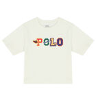 تيشيرت بالشعار باللون العاجي للبنات, 1, hi-res