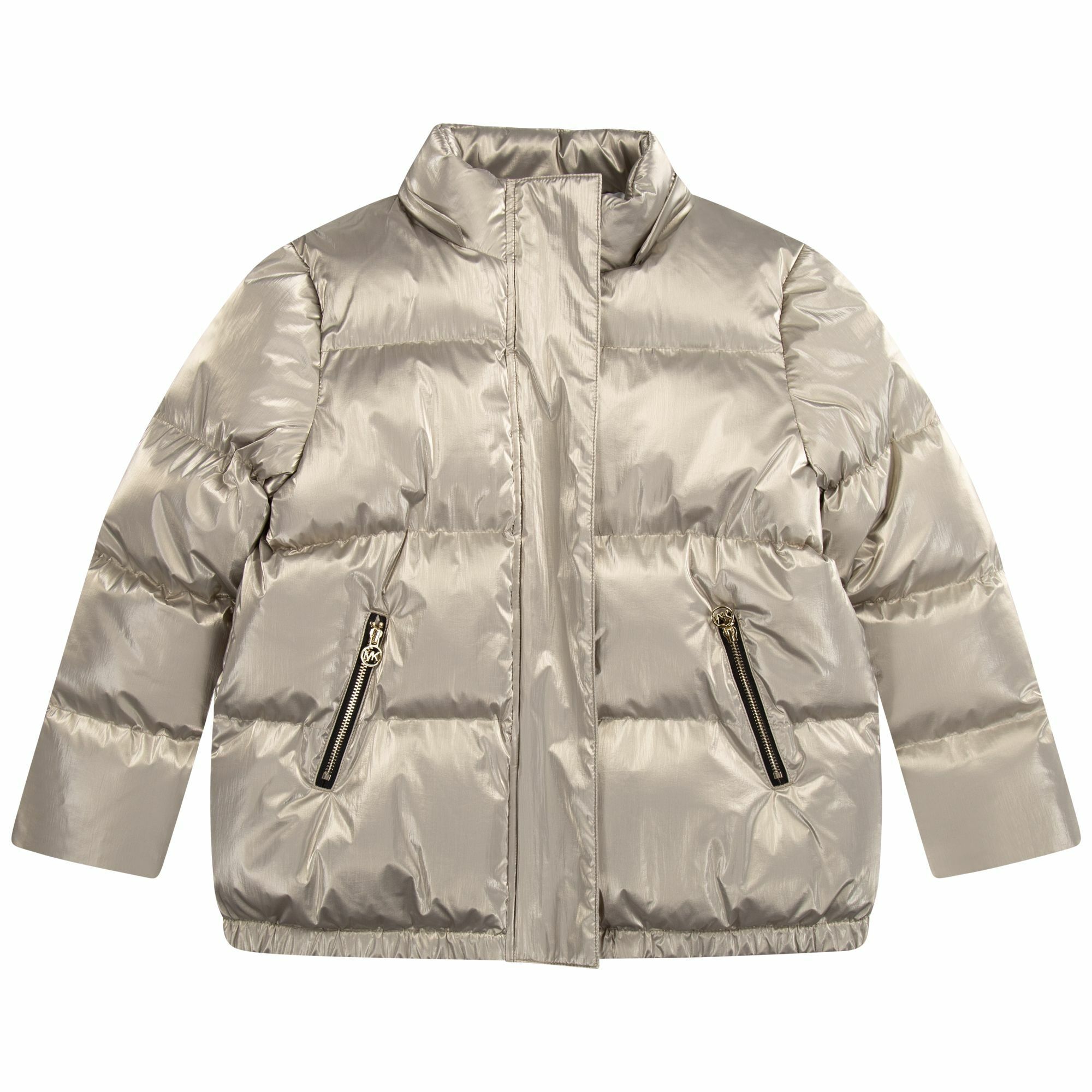 MICHAEL KORS Girls Gold Logo Puffer Jacket Junior Couture USA