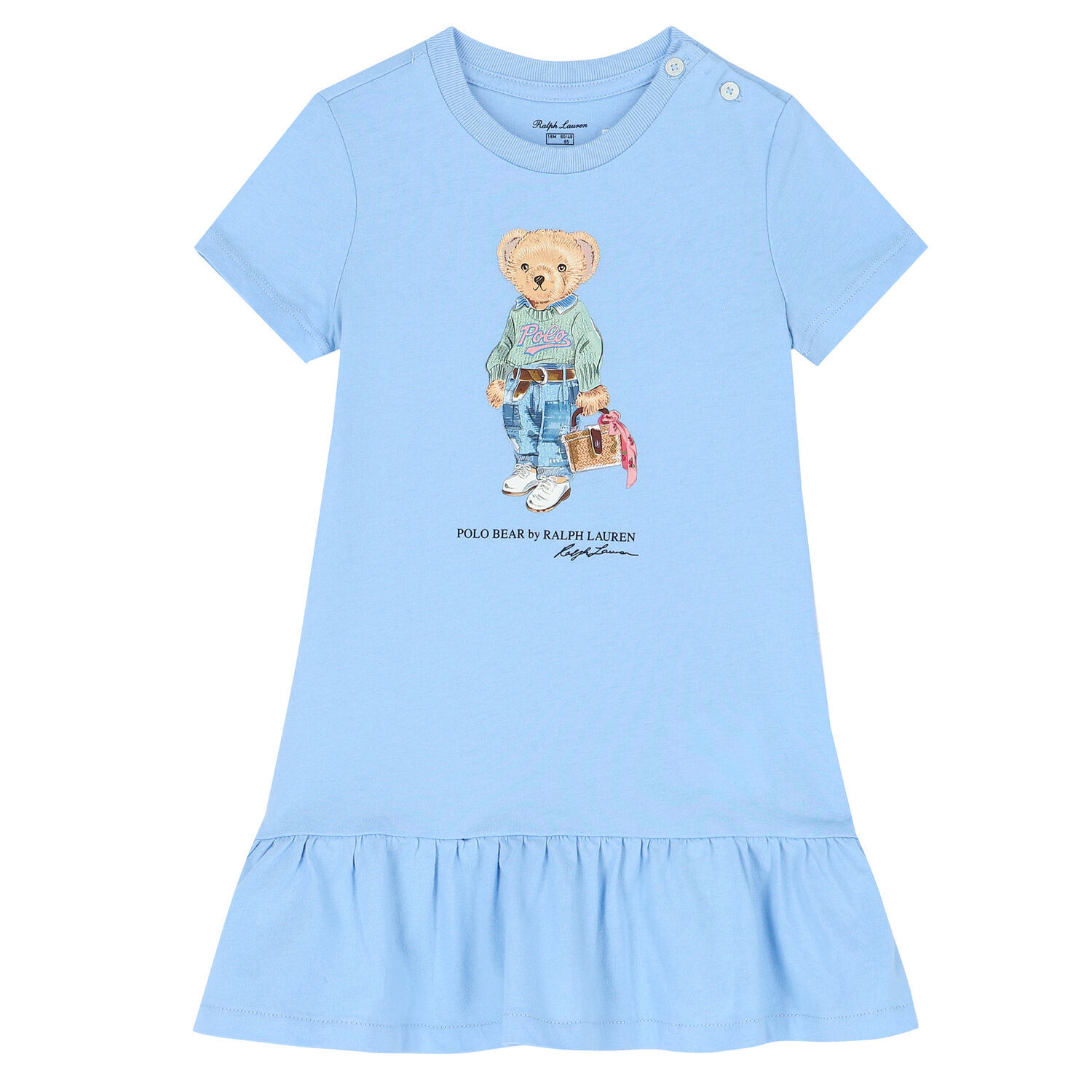 Baby Girls Blue Bear Logo Dress Set, 1, hi-res