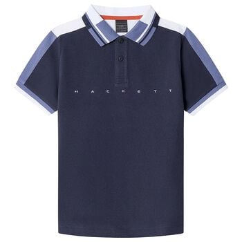 Boys Navy Blue & White Logo Polo Shirt