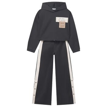 Girls Black Hooded Tracksuit