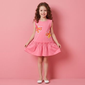 Younger Girls Pink Butterfly Dress