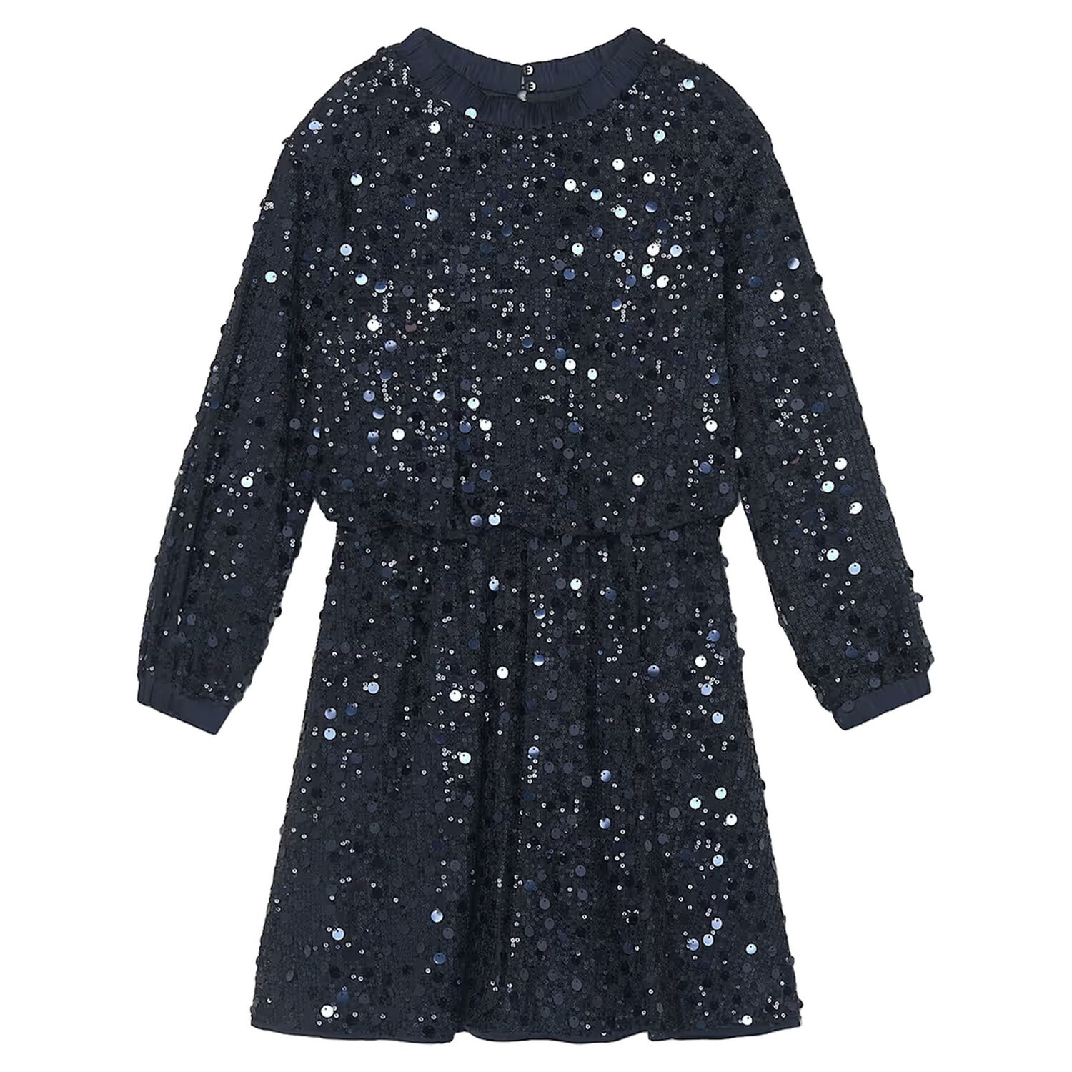 Girls Navy Blue Embellished Dress, 1, hi-res