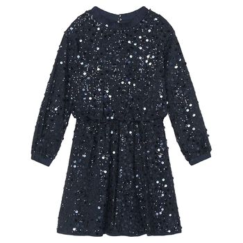 Girls Navy Blue Embellished Dress