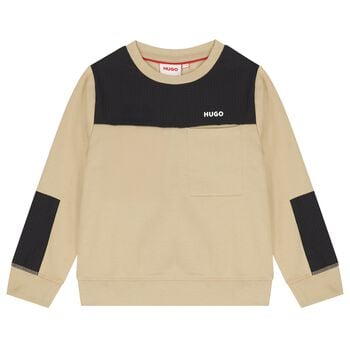 Boys Beige Logo Sweatshirt