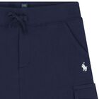 Boys Navy Blue Logo Shorts, 1, hi-res