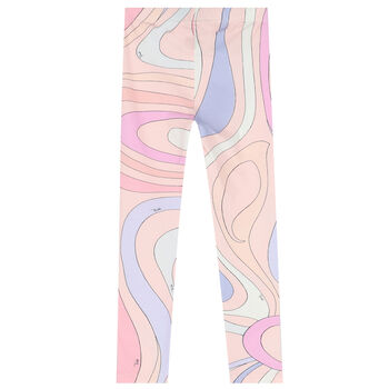 Girls Pink Abstract Leggings