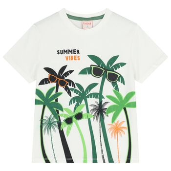 Boys White Palm Tree T-Shirt