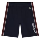 Boys Navy Blue Logo Shorts, 1, hi-res