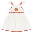 Younger Girls Ivory Strawberry Dress, 1, hi-res