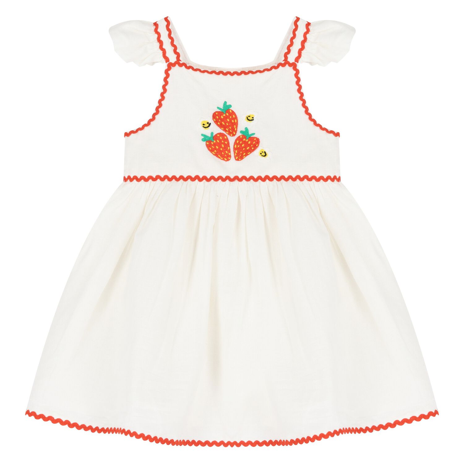 Younger Girls Ivory Strawberry Dress, 1, hi-res image number null