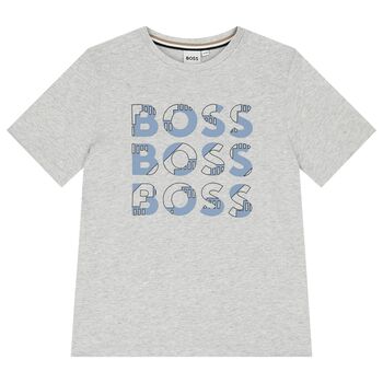 BOSS Boys Grey Logo T-Shirt, 5 Boys Grey Logo T-Shirt