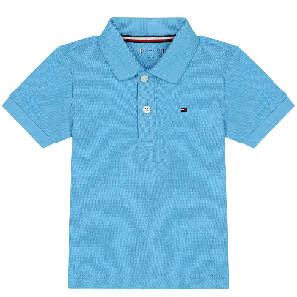 Tommy Hilfiger Baby Boys Blue Logo Polo Shirt | Junior Couture USA