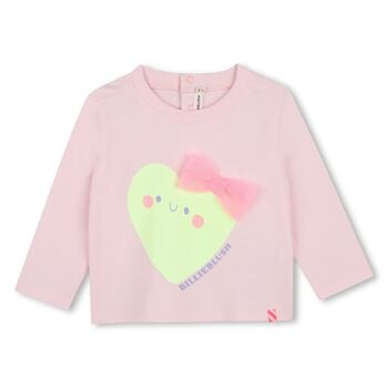 Younger Girls Pink Heart Long Sleeve Top