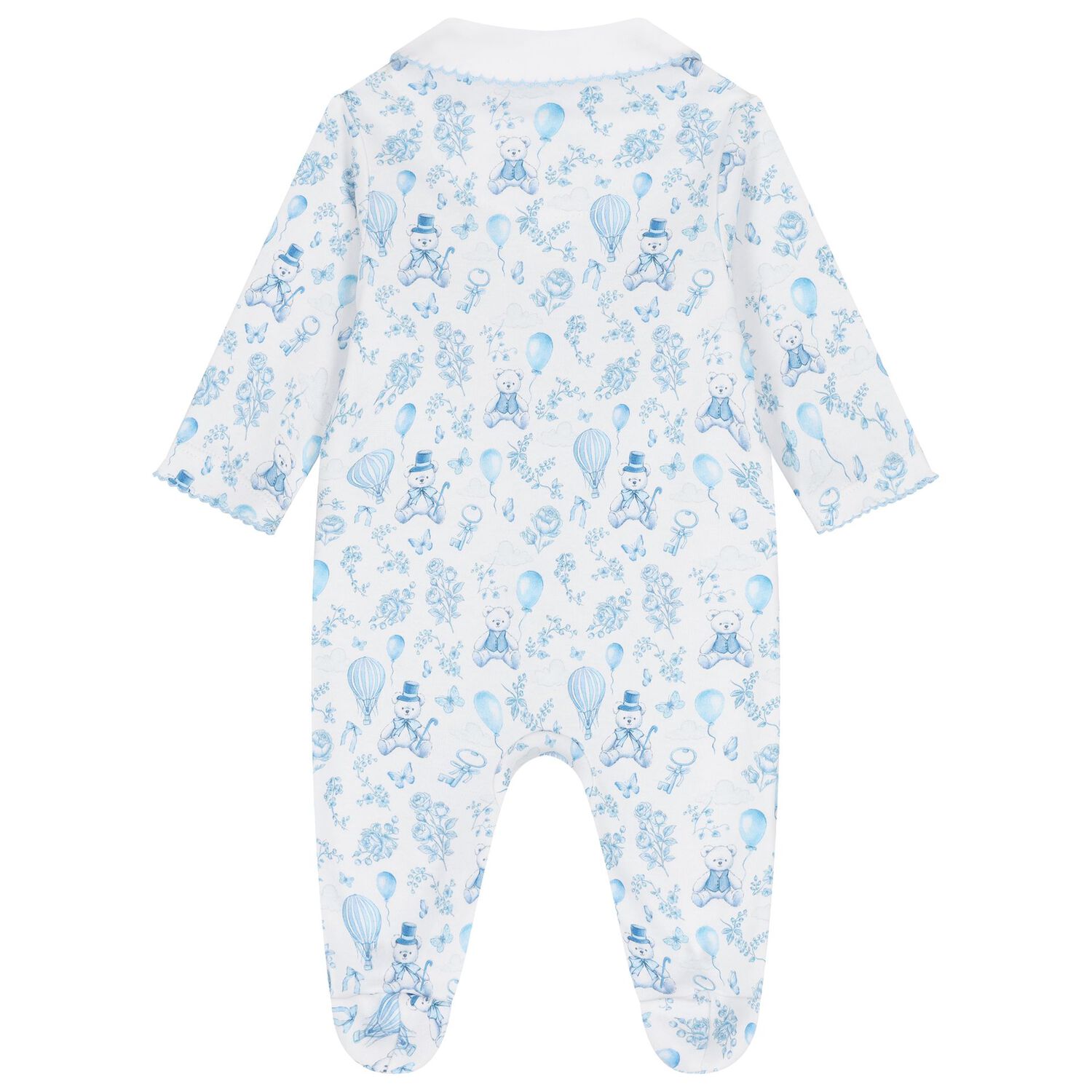 Boys White & Blue Toile Babygrow Set, 1, hi-res image number null