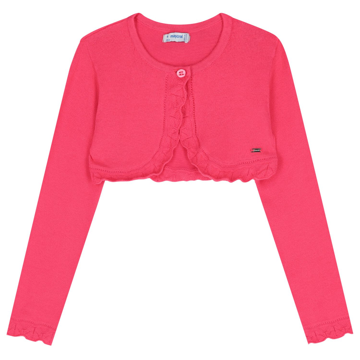 Girls Pink Bolero Knit Cardigan, 4, hi-res