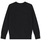Boys Black Polo Bear Knitted Jumper, 1, hi-res