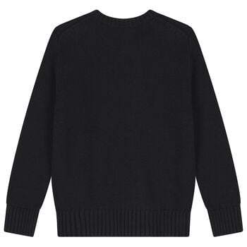 Boys Black Polo Bear Knitted Jumper