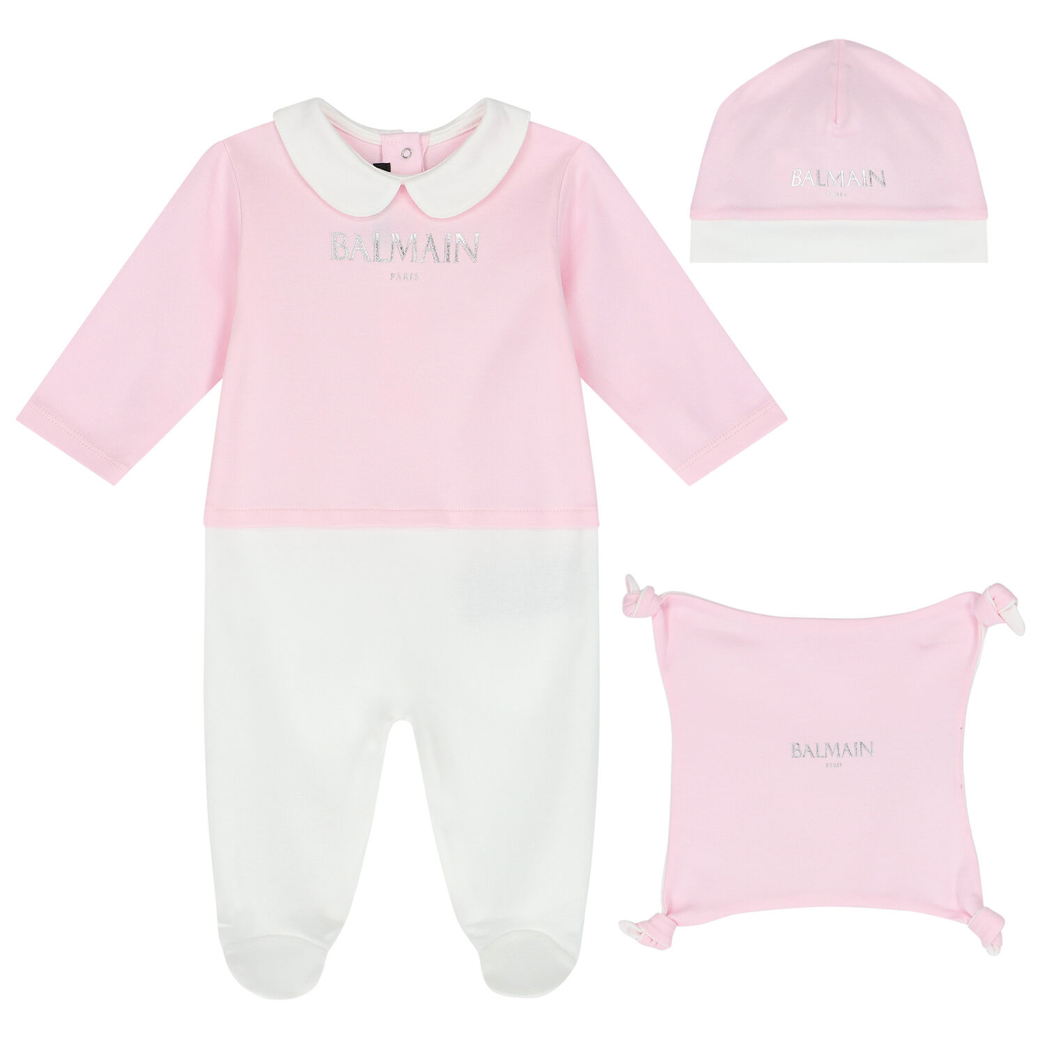 Baby Girls White & Pink Logo Babygrow Gift Set, 1, hi-res