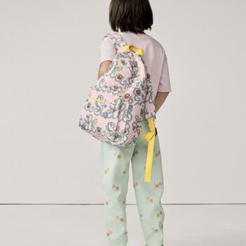 Girls Pink Floral & Logo Backpack