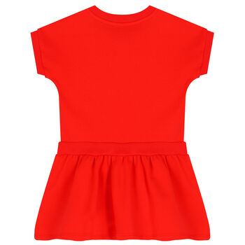 Younger Girls Red Teddy Bear Logo Dress