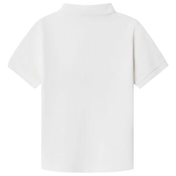 قميص بولو بالشعار باللون الابيض للاولاد