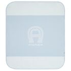 Baby Boys Blue & White Logo Baby Blanket, 2, hi-res