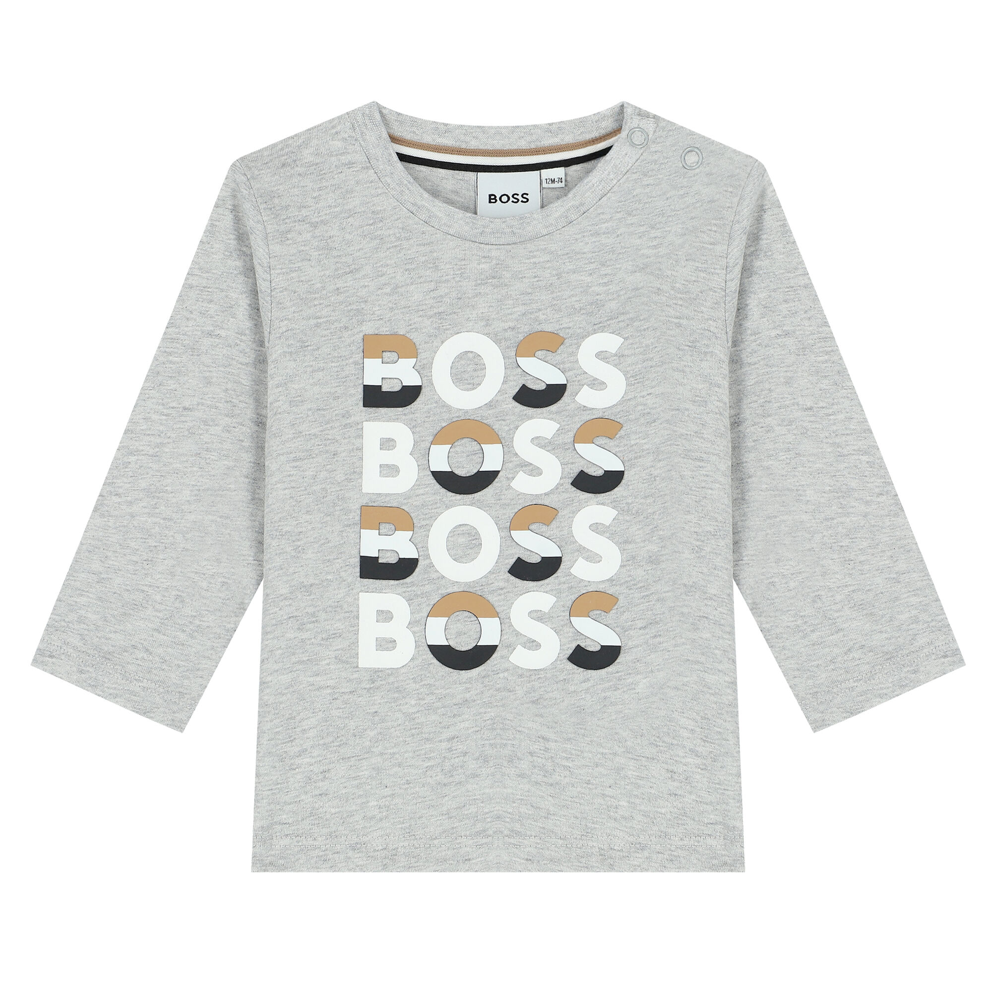 BOSS Younger Boys Grey Logo Long Sleeve Top | Junior Couture USA