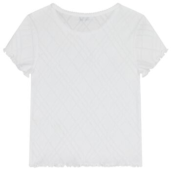 Girls White Thomas Bear Logo T-Shirt