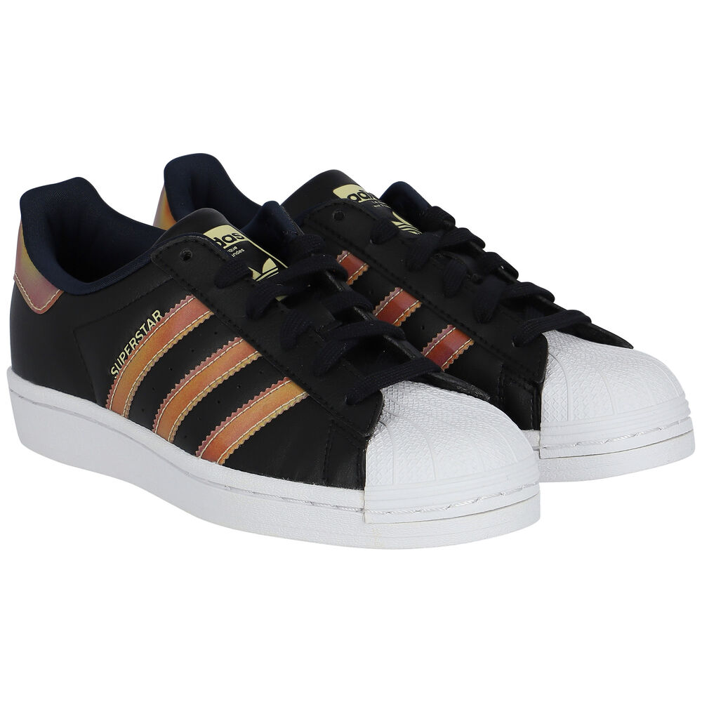 adidas Originals Black Iridescent Superstar Trainers | Junior Couture