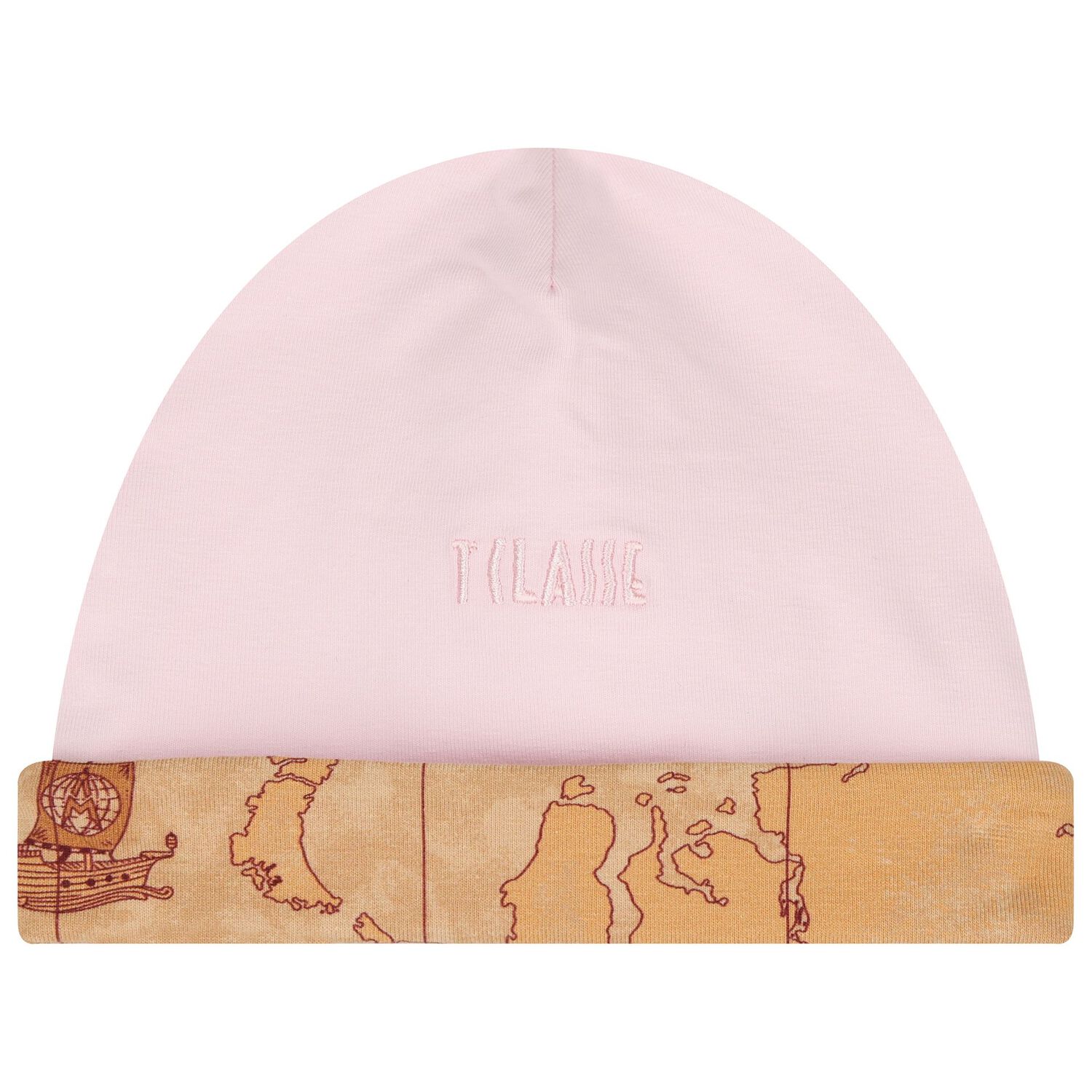 طقم هدايا ملابس أطفال بناتي بطبعة خريطة جغرافية باللونين الوردي والبيج, 2, hi-res