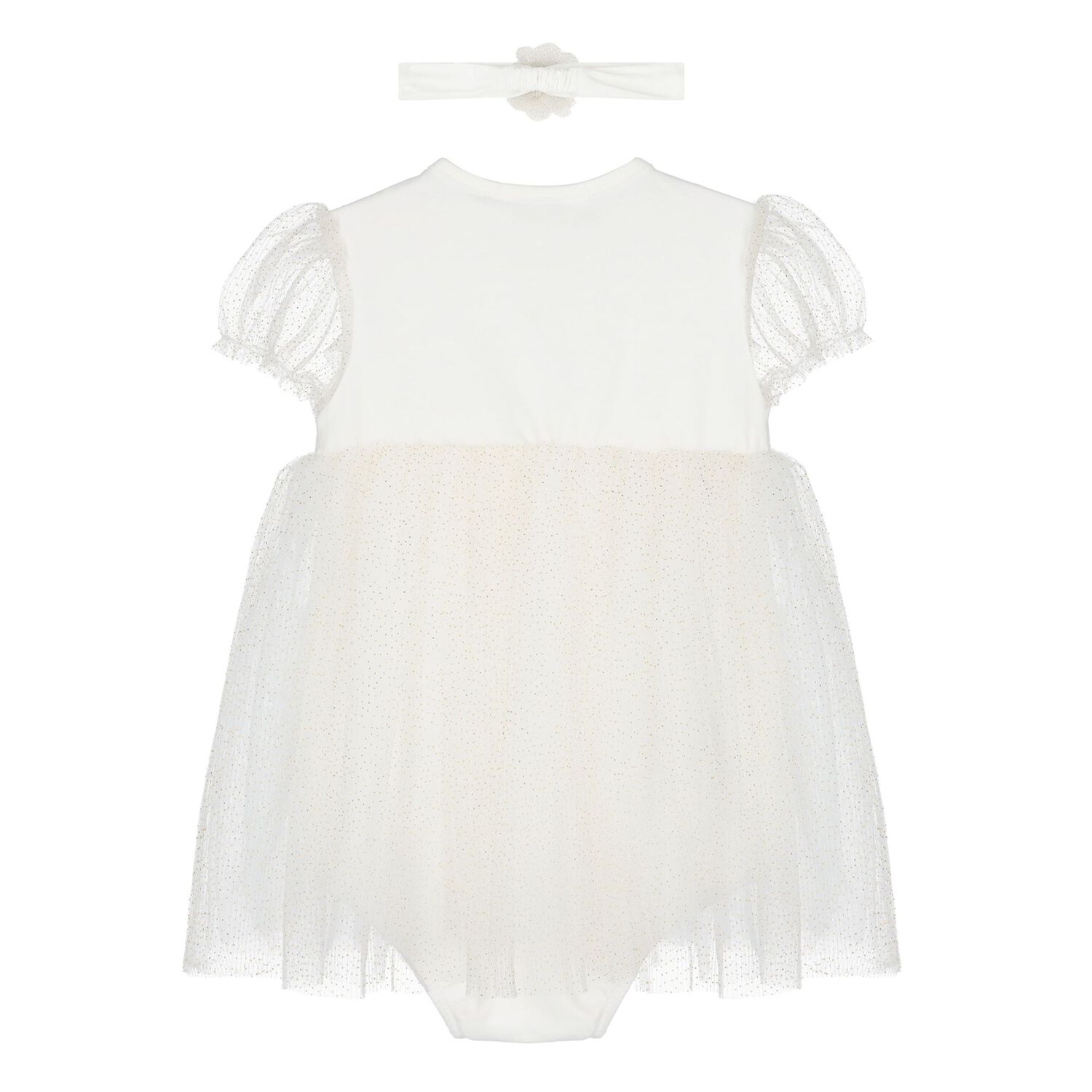 طقم فستان بودي سوت  ورابطة رأس  باللون الأبيض للبنات, 2, hi-res image number null