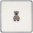 White & Navy Blue Teddy Bear Logo Baby Blanket, 1, hi-res