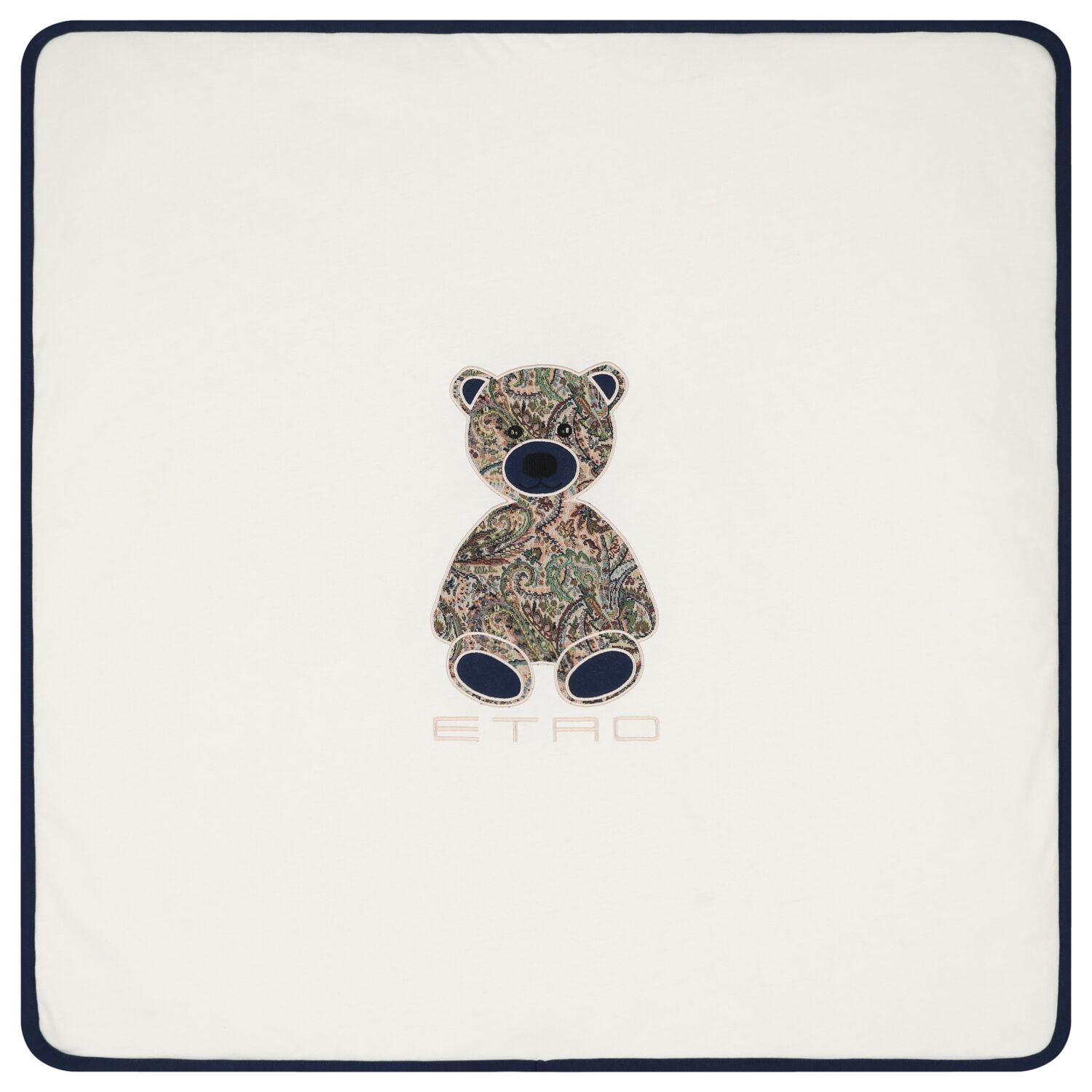 White & Navy Blue Teddy Bear Logo Baby Blanket, 1, hi-res