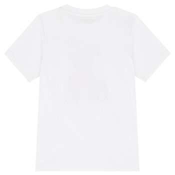 Boys White Teddy Bear Logo T-Shirt