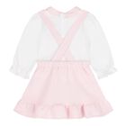Baby Girls Pink & White Dungaree Set, 1, hi-res