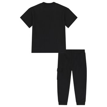 Boys Black Logo Joggers Set