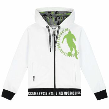 Boys White Hooded Jacket with Zip