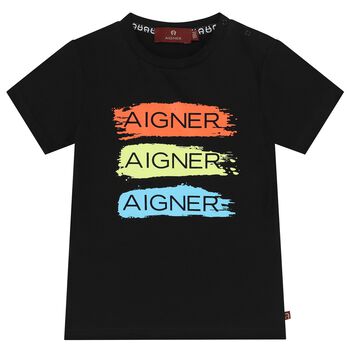 Younger Boy Black Logo T-Shirt